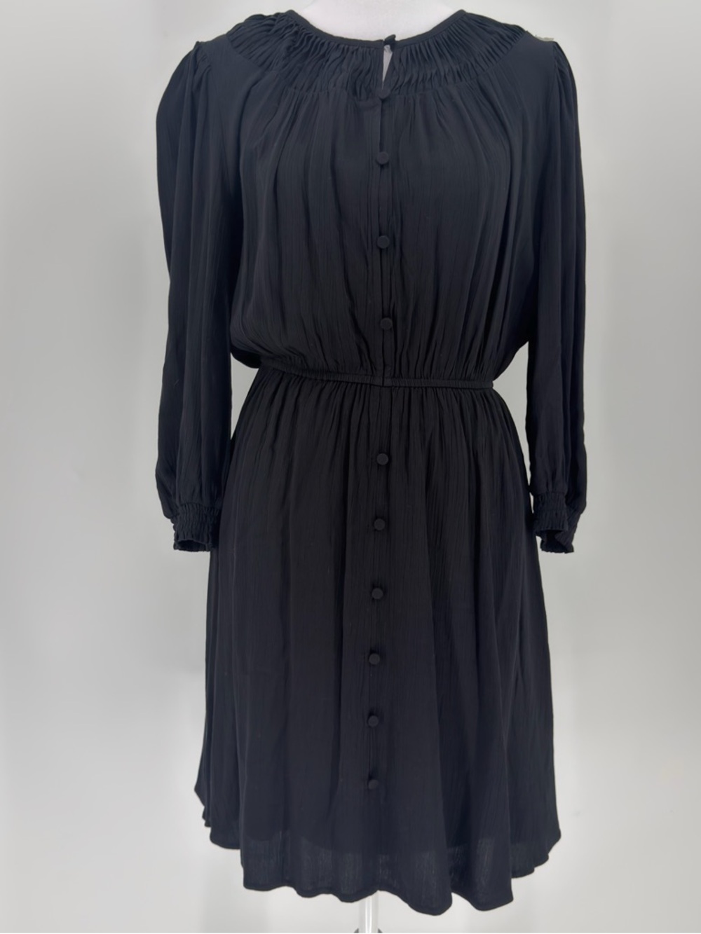Lovestitch Size Small Black long sleeve lightweight button front dress